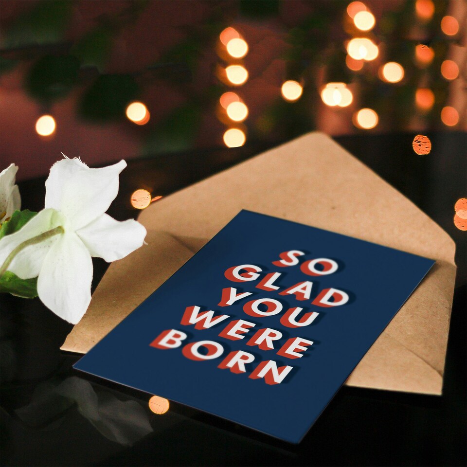 image 1 of So Glad You Were Born Fun Modern Bold For Him Birthday Card