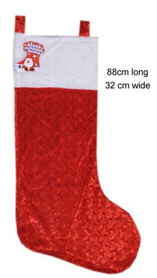 image 1 of Merry Christmas, Christmas Stocking Single , Classic Festive Stocking for Mantelpiece & Gift Filling