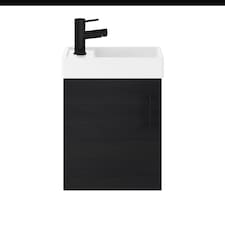 Balterley Wall Hung Vanity Basin 400mm Charcoal & Matt Black Handle