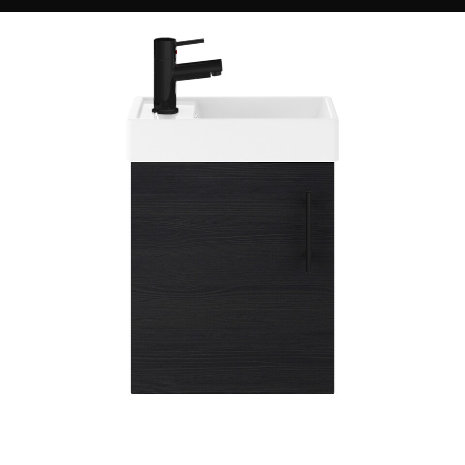 image 1 of Balterley Wall Hung Vanity Basin 400mm Charcoal & Matt Black Handle