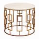 image 2 of Shalimar White Marble Top Side Table with Gold Finish Base Gold
