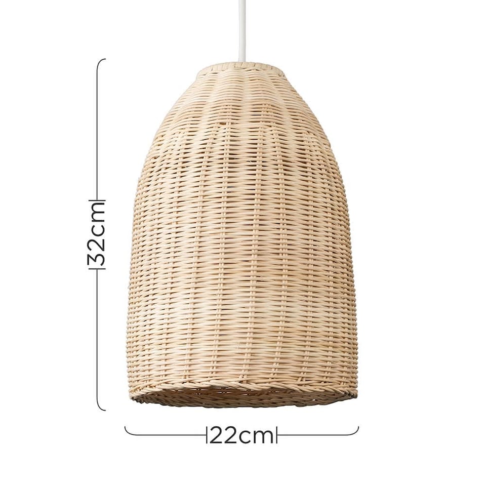 image 1 of ValueLights Modern Rattan Basket Ceiling Pendant Light Shade In Natural Wicker Finish | Brown