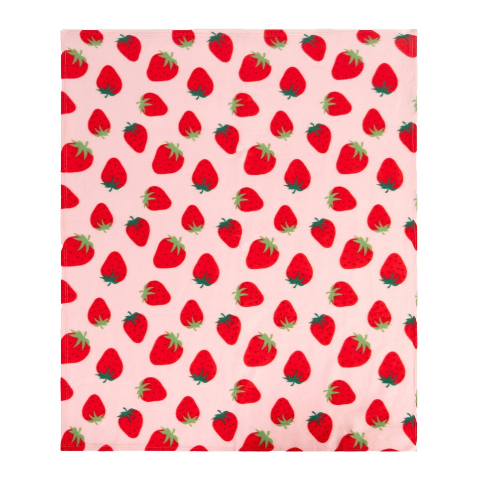 image 1 of OHS 10 x Strawberry Ultra Soft Polar Throw Blanket, 120x150cm - Pink