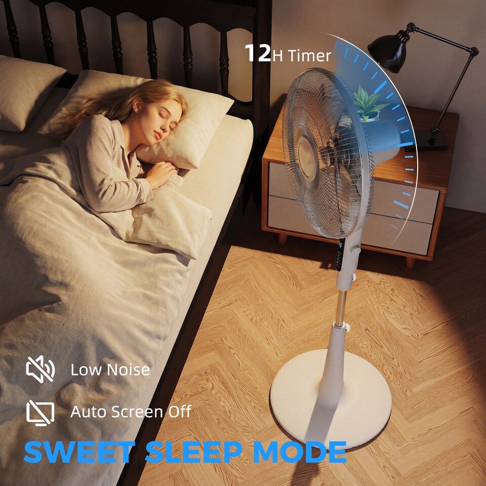 image 1 of HOMCOM Standing Fan with 75 Degree Oscillation Mosquito Repellent Function | White | White | 45 x 42 x 135 cm