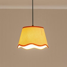 ValueLights Dutton Natural Fabric Rust Trim Scallop Edge Ceiling Floor Table Small Lamp Shade