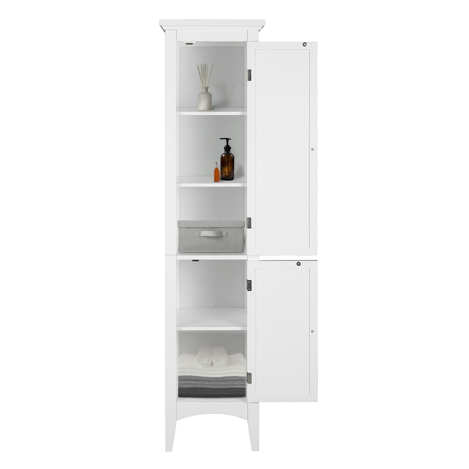 image 1 of Teamson Home Tall Slim Free Standing Linen Storage Cabinet with 5 Tier Shelves