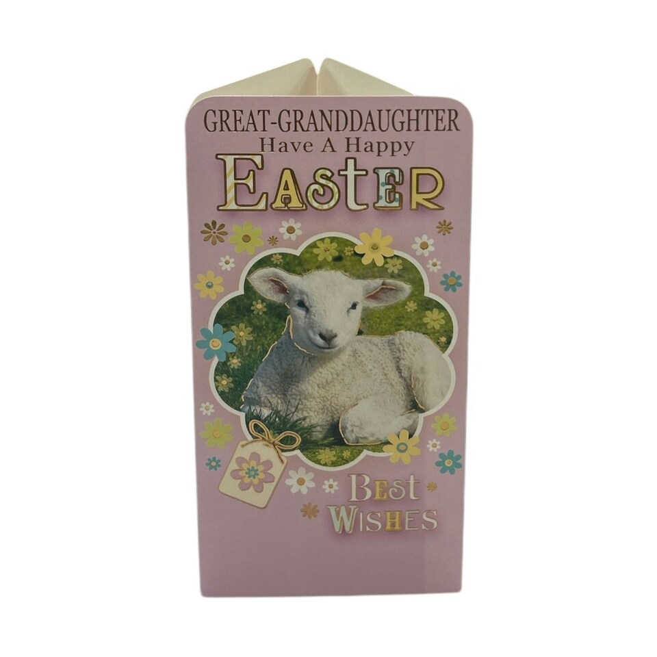 image 1 of To Great Granddaughter Cute Lamb Easter Money Wallet Card