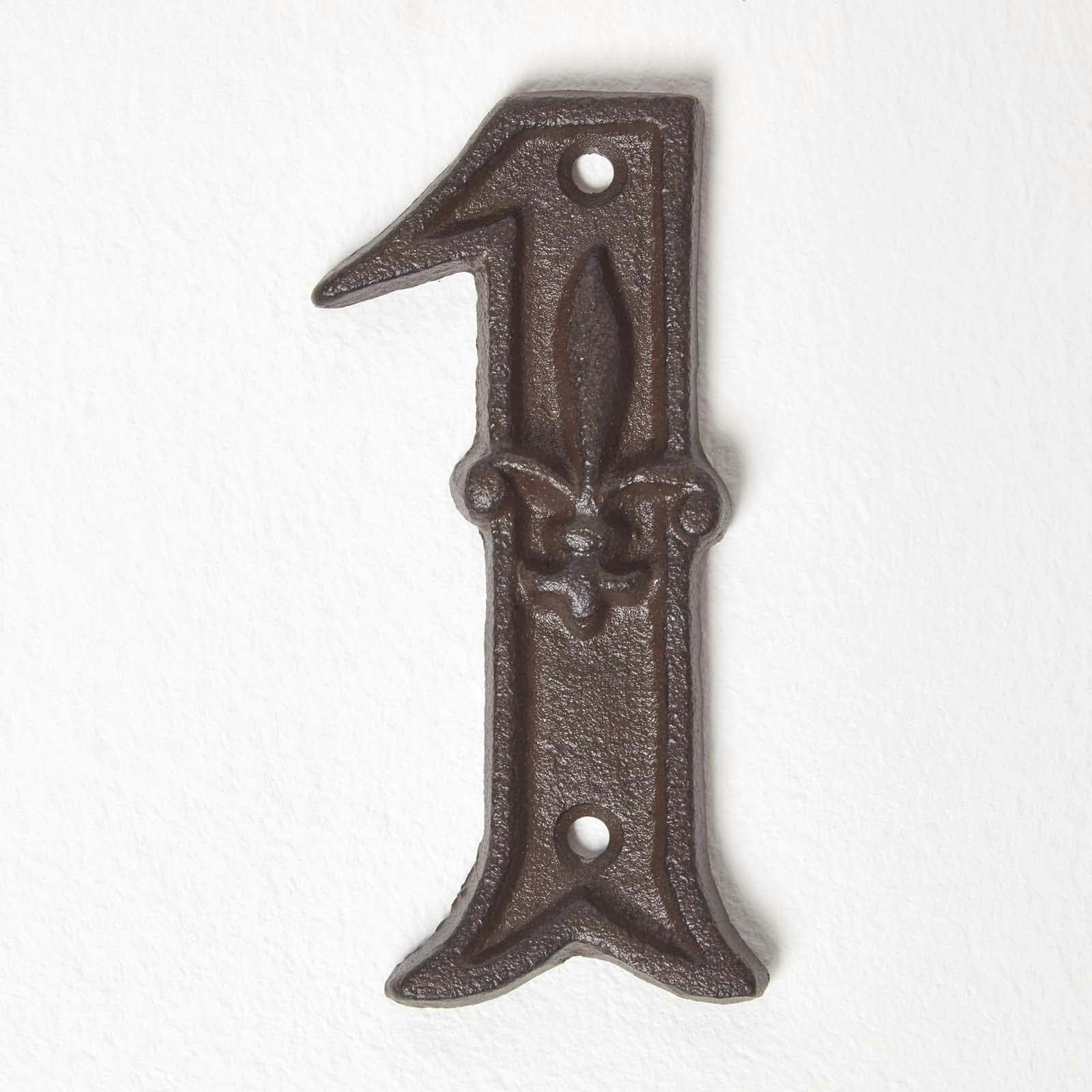 Homescapes Cast Iron House number, 1 in Brown