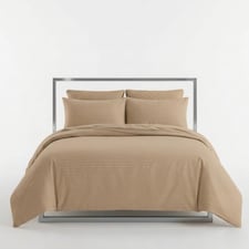 Luxury Satin Stripe Duvet Cover Set T250 Cotton Rich Soft Bed Linen | Brown | Beige | Super King