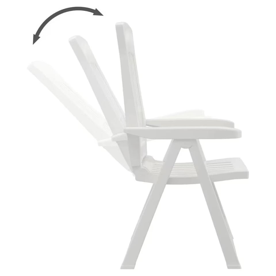 image 1 of Outdoor Foldable Plastic Garden Chair Patio Furniture With Adjustable Back | White | White One Set