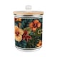 image 7 of Dark Hibiscus Compost Caddy - Metal 2L Decorative Kitchen Food Waste Bin