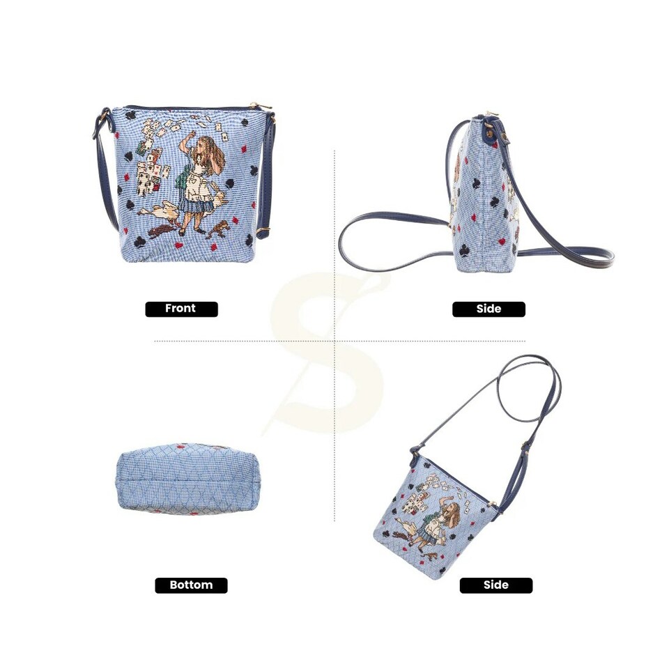 image 1 of Signare Crossbody Sling Bag - Alice in Wonderland Nothing But Cards Blue