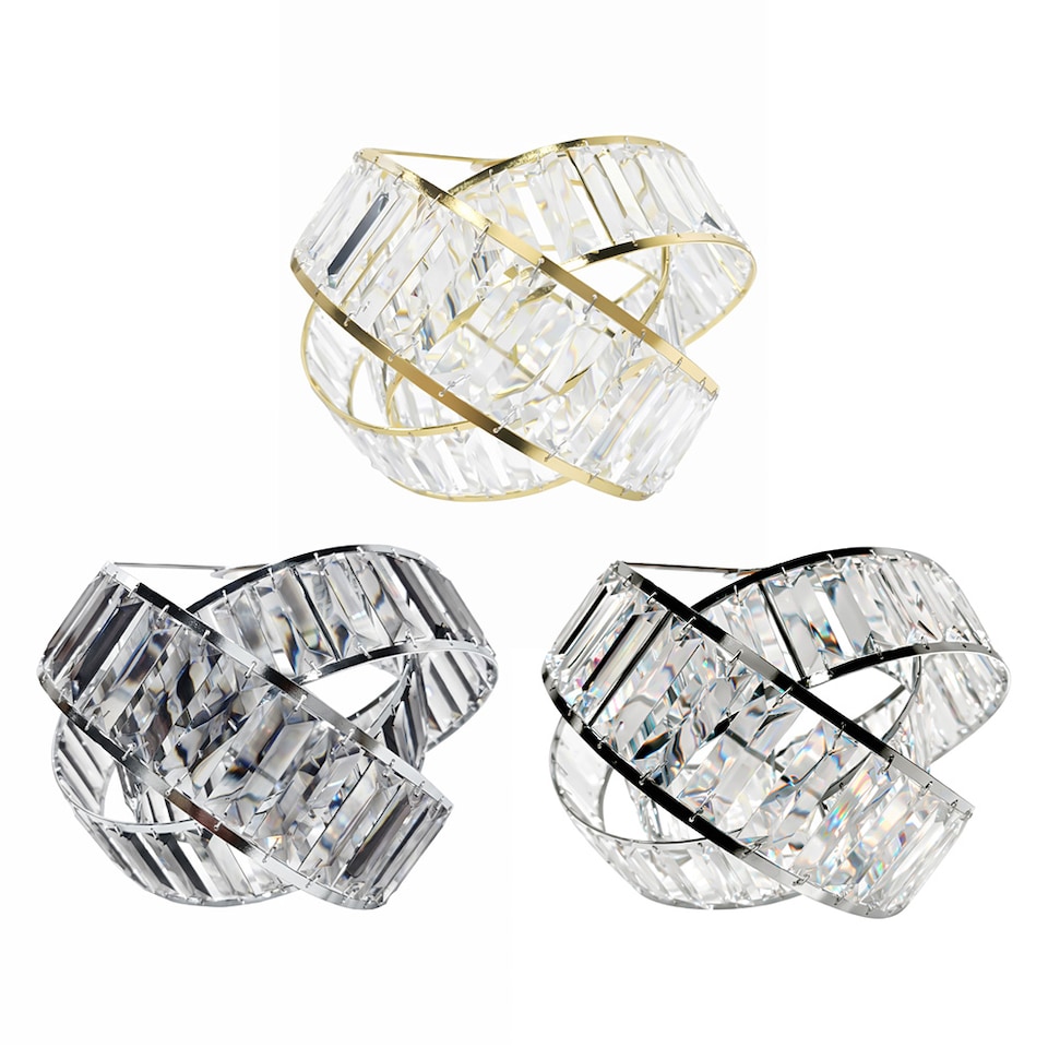 image 1 of VOLTICO 3 Tier Crystal Ceiling Light Shade Grey | Modern Interlocking Ring Pendant Lampshade E27