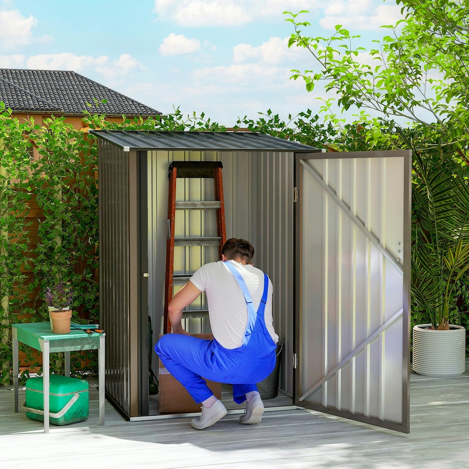 image 1 of Outsunny 3.3ft x 3.4ft Outdoor Storage Shed Steel Garden Shed w/ Door