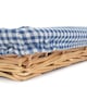 image 3 of Blue Checked Lined Flat Rectangular Wicker Tray | Blue | Blue | One Size