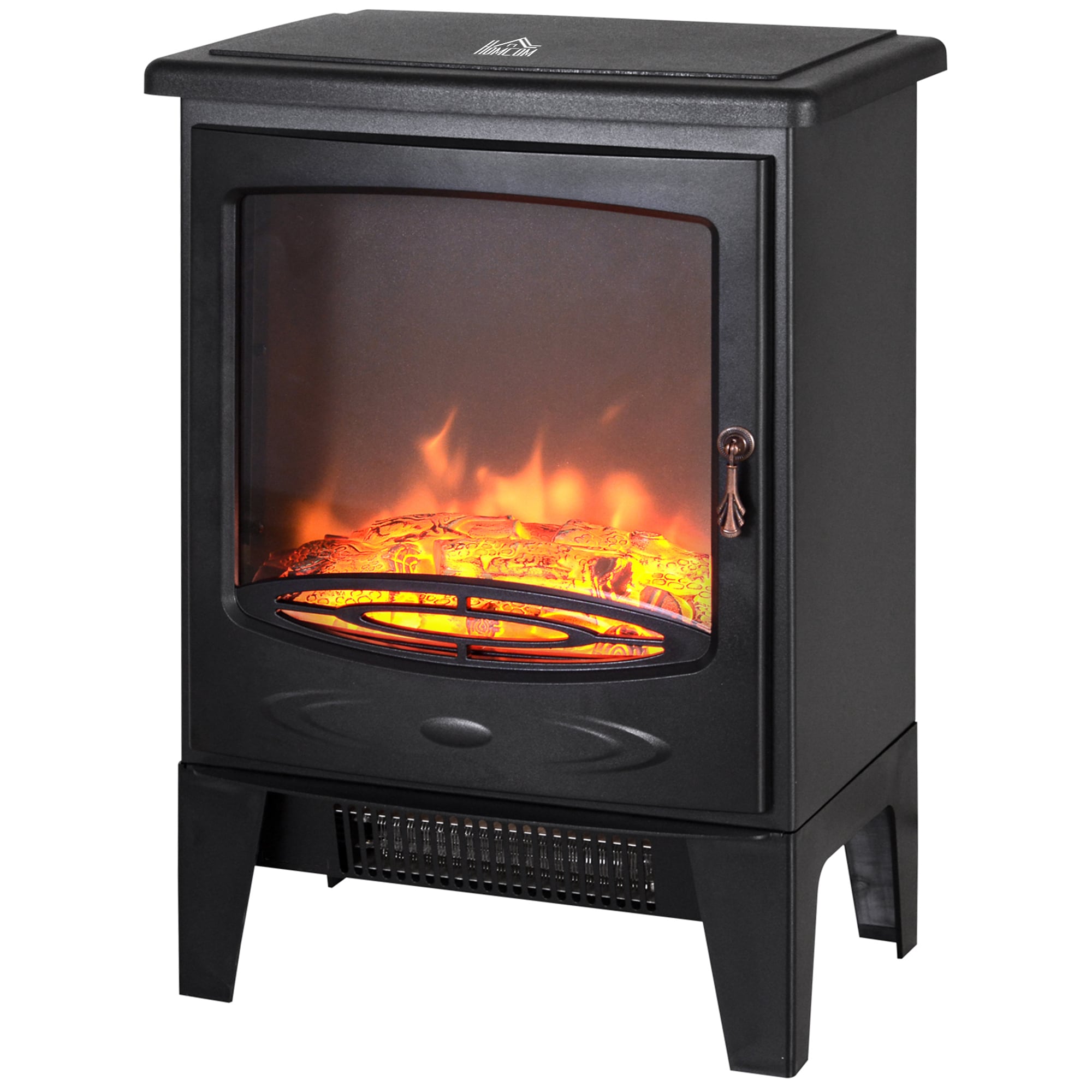 HOMCOM Electric Fireplace Freestanding w/Realistic Flame Effect, Black