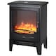 image 1 of HOMCOM Tempered Glass Casing Electric Fireplace, Freestanding Electric Fire with Realistic Flame Effect, Log Burner with Overheat Protection, 950w 1850W, Black