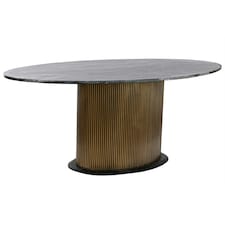 Dining Table Home ESPRIT Black Golden Brass Marble 200 x 110 x 76 cm N/A