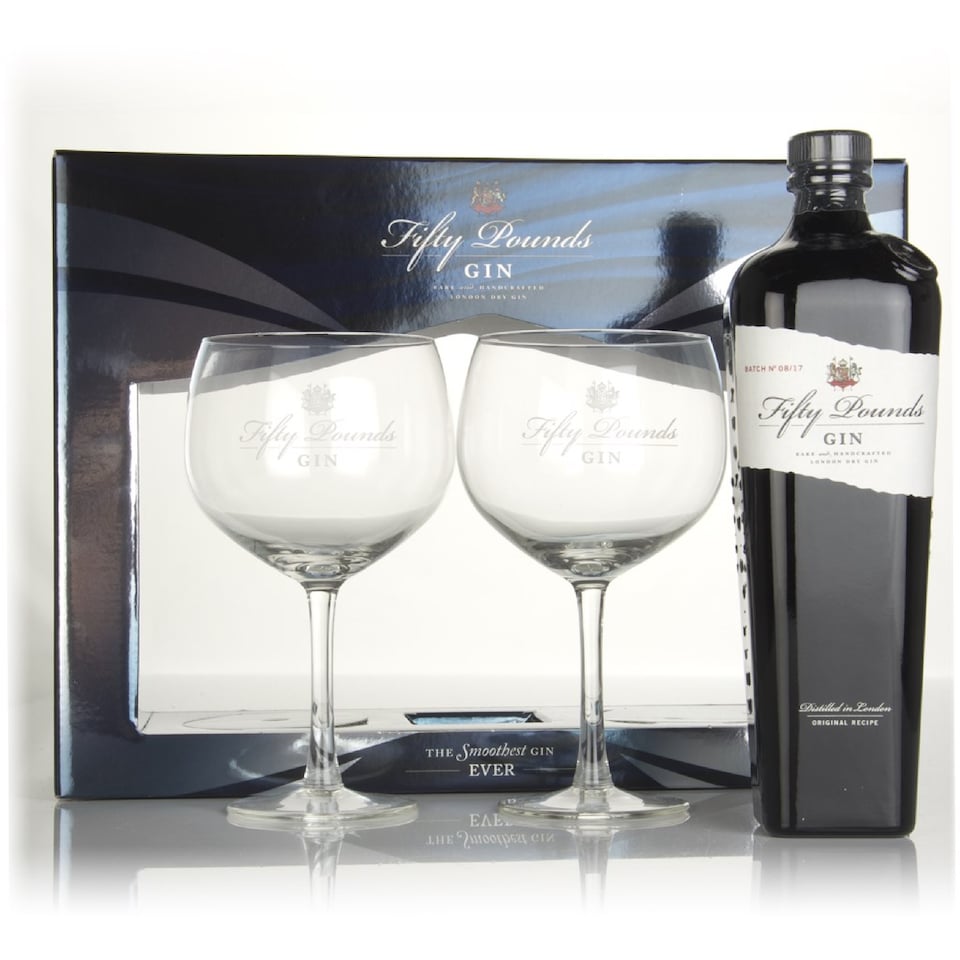 image 1 of Fifty Pounds Gin Glass Gift Set