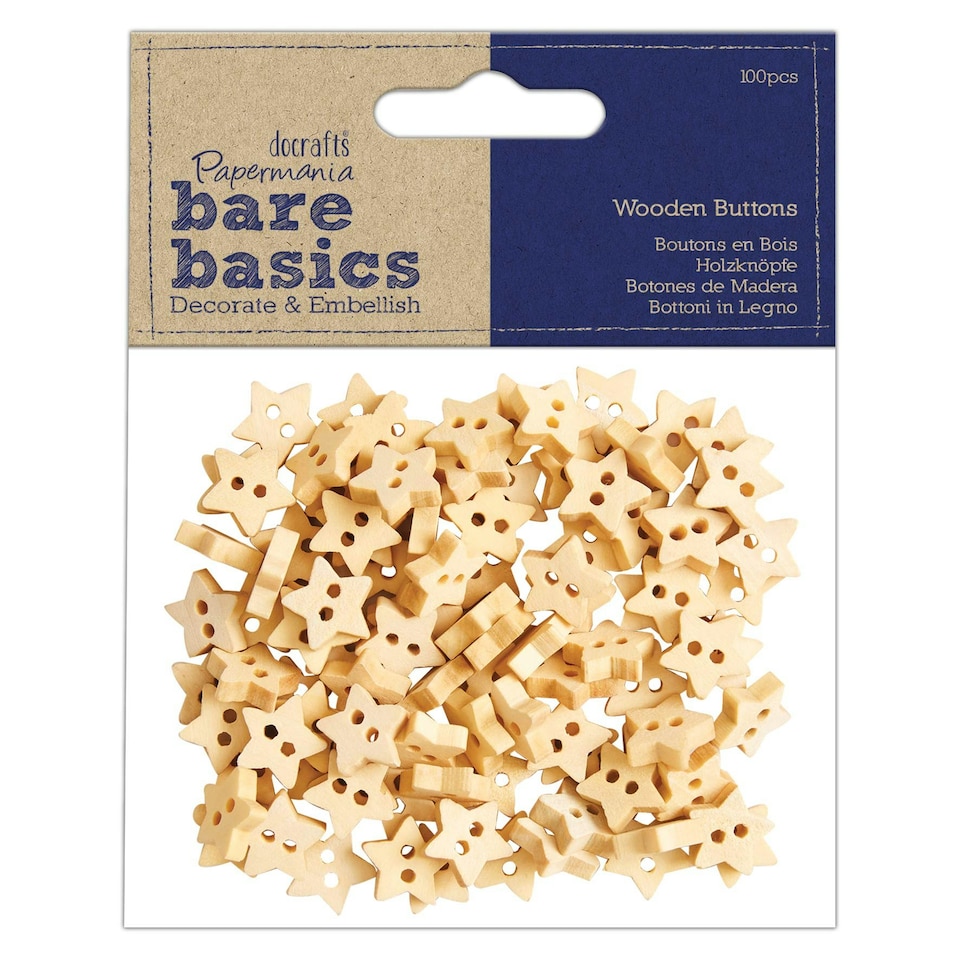 Wooden Star Buttons (100pcs)