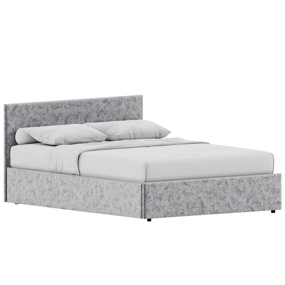 image 1 of Vida Designs Veronica 4ft6 Double Ottoman Bed Storage Fabric Upholstered, Silver Velvet, 135 x 190cm