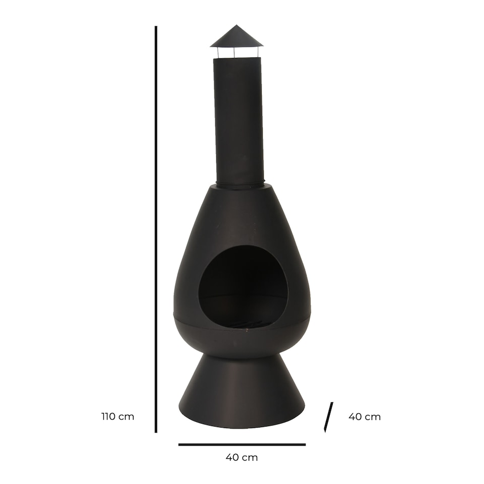 image 1 of JSH Outdoor Fire Chiminea 110cm Log Burner Patio & Garden Heater Easy-Assemble Lightweight Wood Burner - Black or Rust | Black