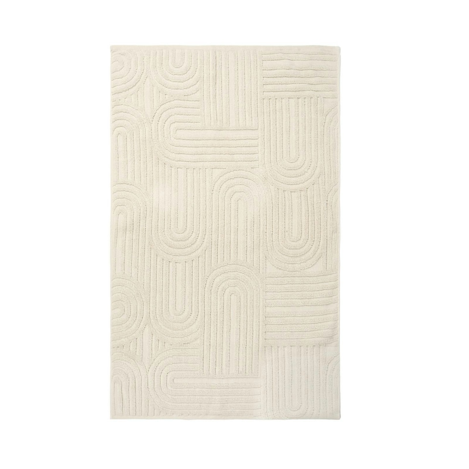 image 1 of OHS Jacquard Arches Textured 100% Cotton 500GSM Absorbent Bath Towel, 70x115cm - Cream
