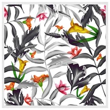 Monochrome leaves (Picutre Frame) White | L