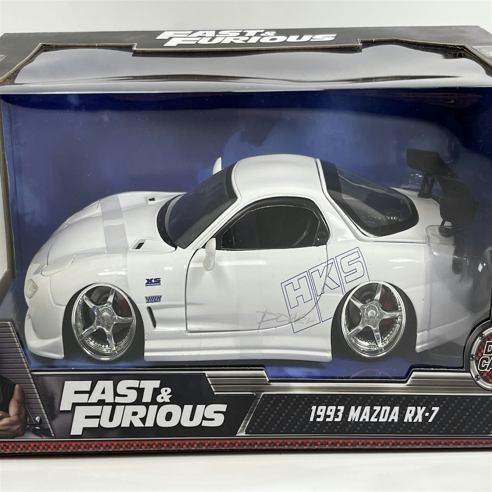 image 1 of Fast and Furious 1993 Mazda RX-7 White HKS Power 1:24 Scale Jada 32607
