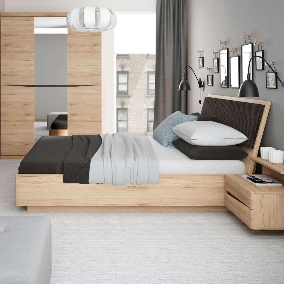 image 1 of Kensington 2 Drawer Bedside Cabinet LH Drawer (wall fixing) in Oak.