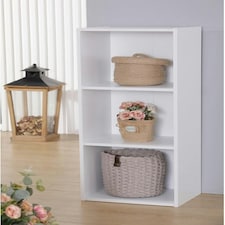3 Cube Bookshelf White Wooden Storage Organiser Wooden Shelving Unit Open Bookcase Shelf