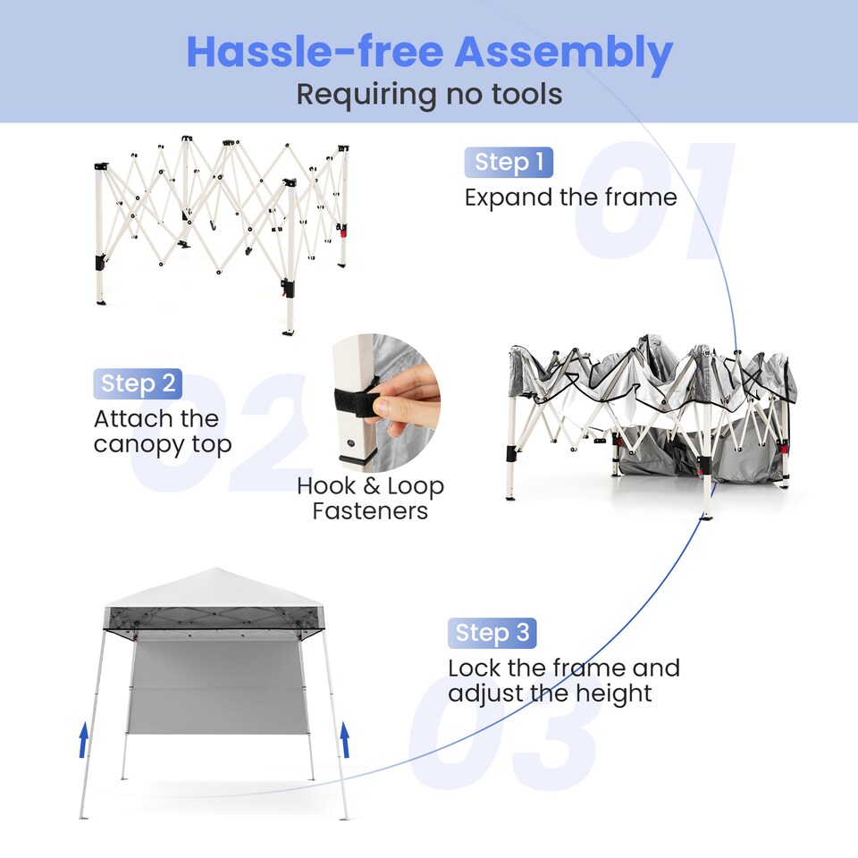 image 1 of COSTWAY 210 x 210 cm Pop up Canopy Tent Portable Backpack Canopy-White