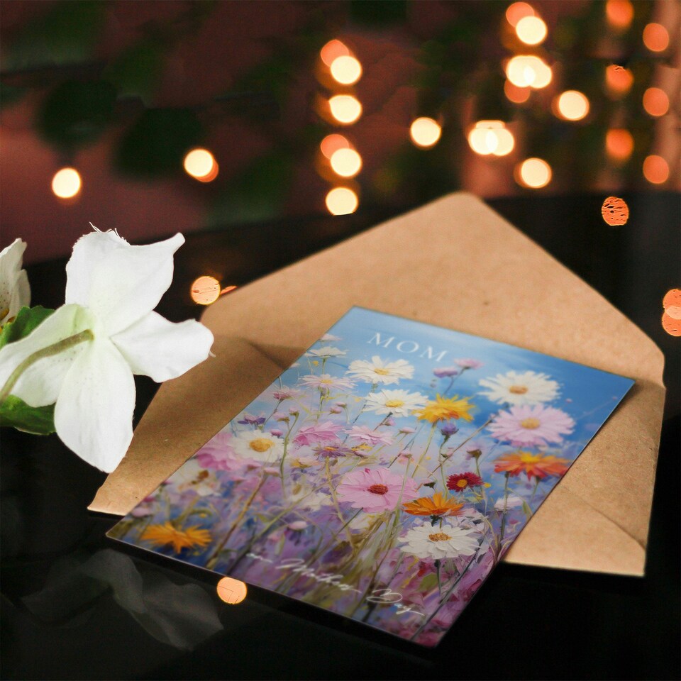 image 1 of Mothers Day Card Field Wildflowers Floral Mum Card