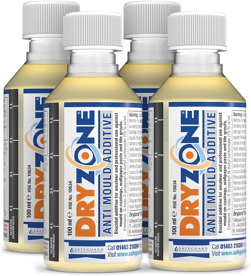 image 1 of 4 x Dryzone Anti-Mould Additive 100ml Concentrate to Make 20L of Emulsion, Vinyl, Silk or Matt Paint