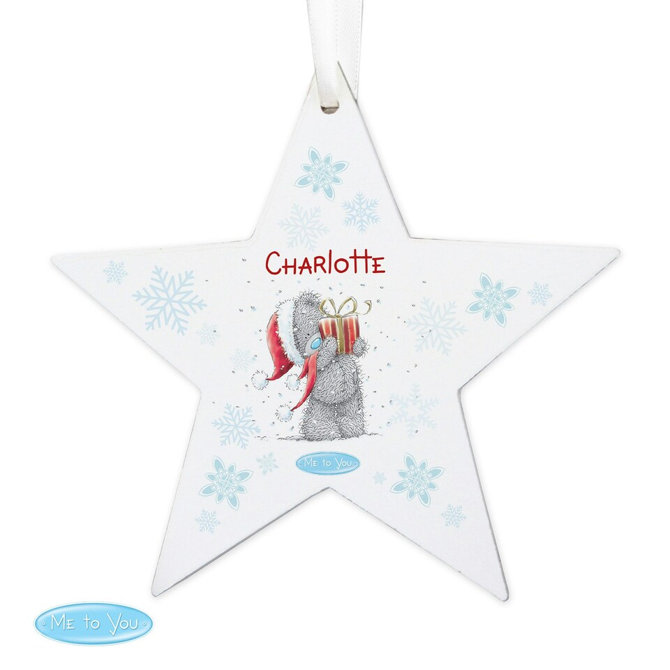 image 1 of Personalised Me To You Christmas Wooden Star Decoration