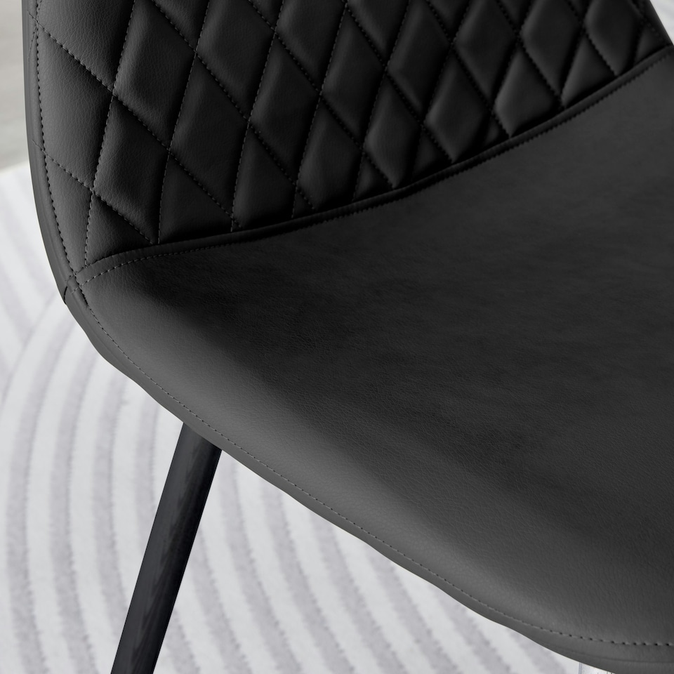 image 1 of Furniturebox 2x Corona Black Leg Black Faux Leather Dining Chair
