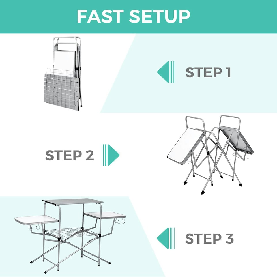 image 1 of COSTWAY Folding Camping Table Aluminum Picnic Table | Silver