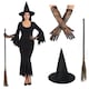image 1 of Witch Costume - Dress, Gloves, Hat & Broom | Black | XL