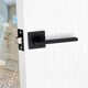 image 3 of Golden Grace 1 Pair Aztec Design Straight Door Handles on Square Rose in Matt Black Finish - 52mm x 52mm Backplate Black