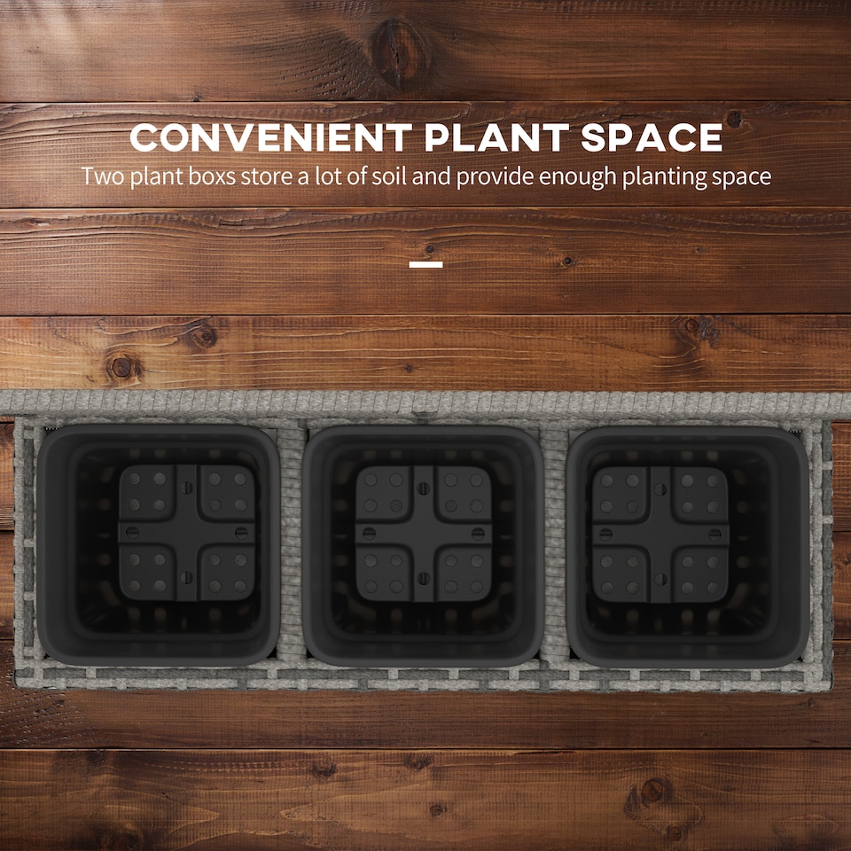 image 1 of Outsunny Garden PE Rattan Planter Box  Trellis Flower Raised Bed, 57x30x107cm