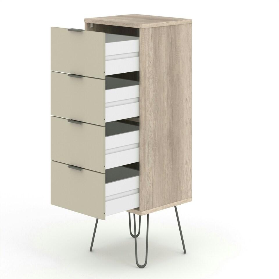 image 1 of Augusta Driftwood, 4 Drawer Narrow Chest Of Drawers Cream