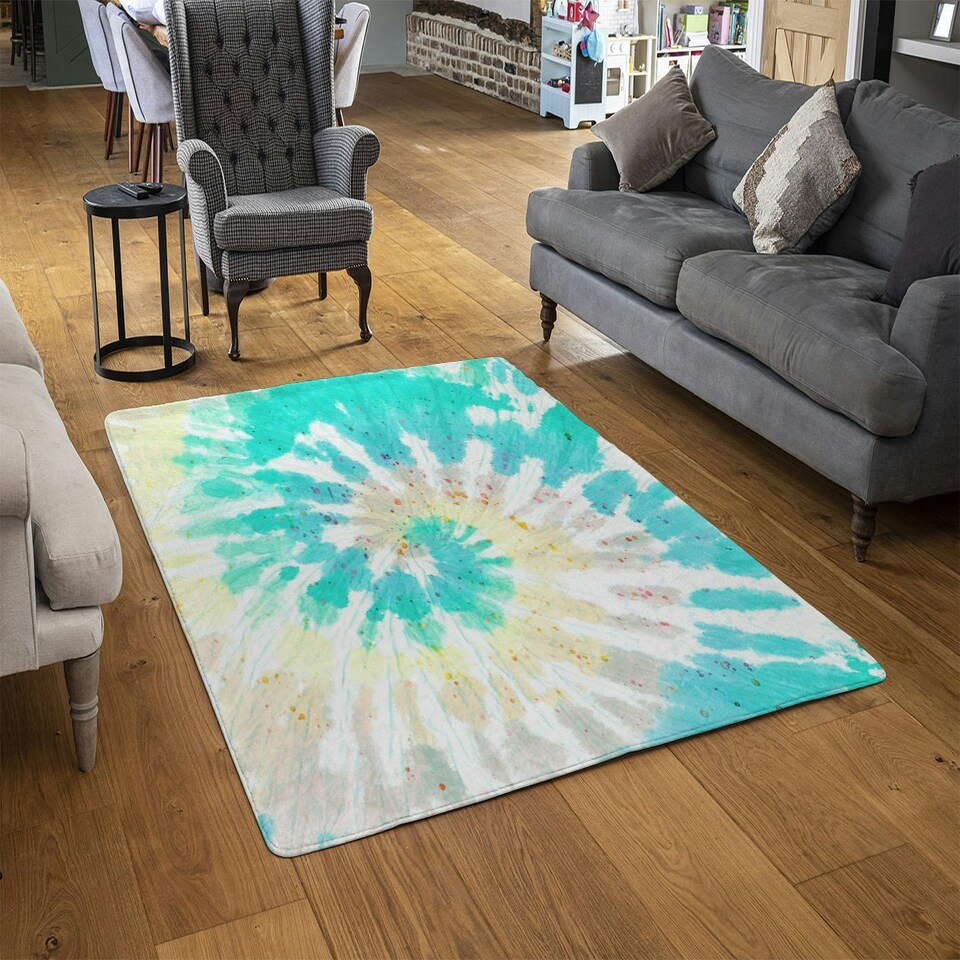 image 1 of Tie dye pattern shibori print (Rug) Blue | XL: 160x230cm
