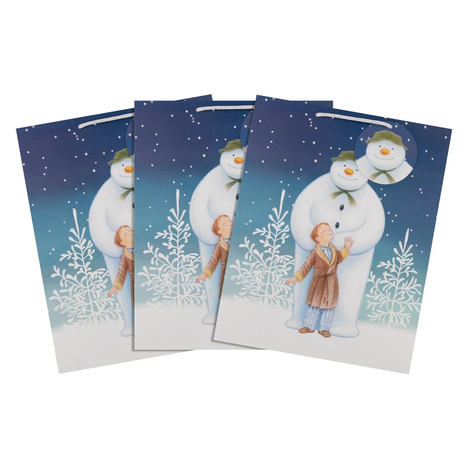 image 1 of Hallmark Pack Of 3 Large Christmas Gift Bags - The Snowman Design