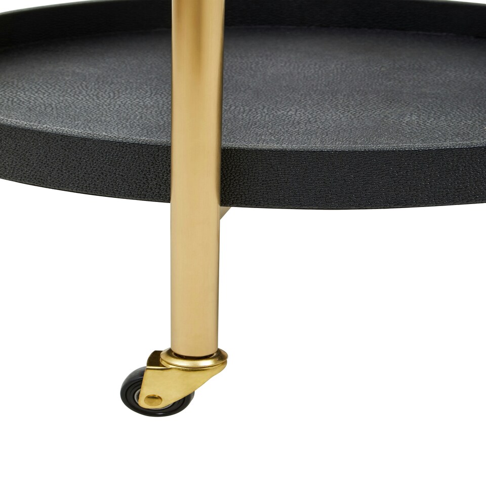 image 1 of Interiors by Premier Two Tier Black Tray Table Trolley Black