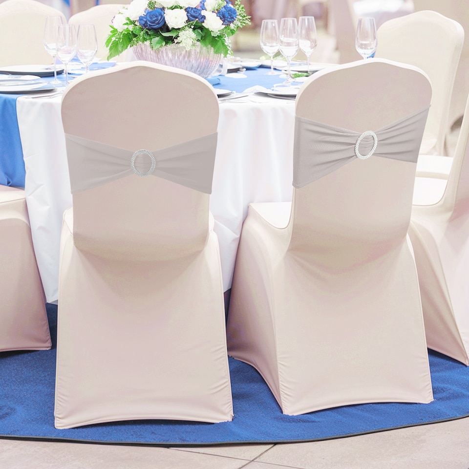 image 1 of 13"x5" Spandex Chair Bands with Slider Buckle, Elastic Chair Sash - 10pcs