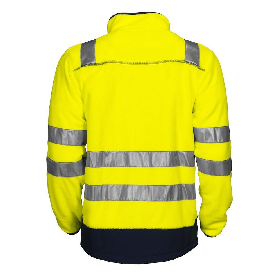 image 1 of Projob Mens Fleece Hi-Vis Coat - Yellow/Navy - XXL