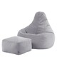image 3 of Dalton Cord Adults Bean Bag Recliner and Pouffe, Ready Filled Beanbag and Footstool Grey | Grey | Grey | 1