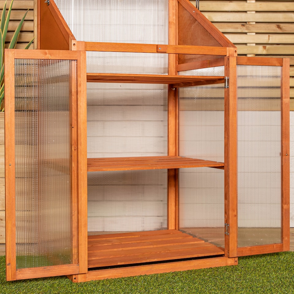 image 1 of Samuel Alexander Wooden Mini Greenhouse Cold Frame - Small Greenhouse H120 x W69 x D49cm