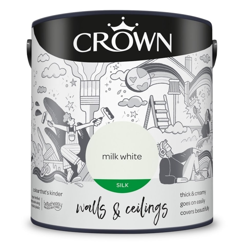 image 1 of Crown Walls & Ceilings Silk 2.5L Milk White