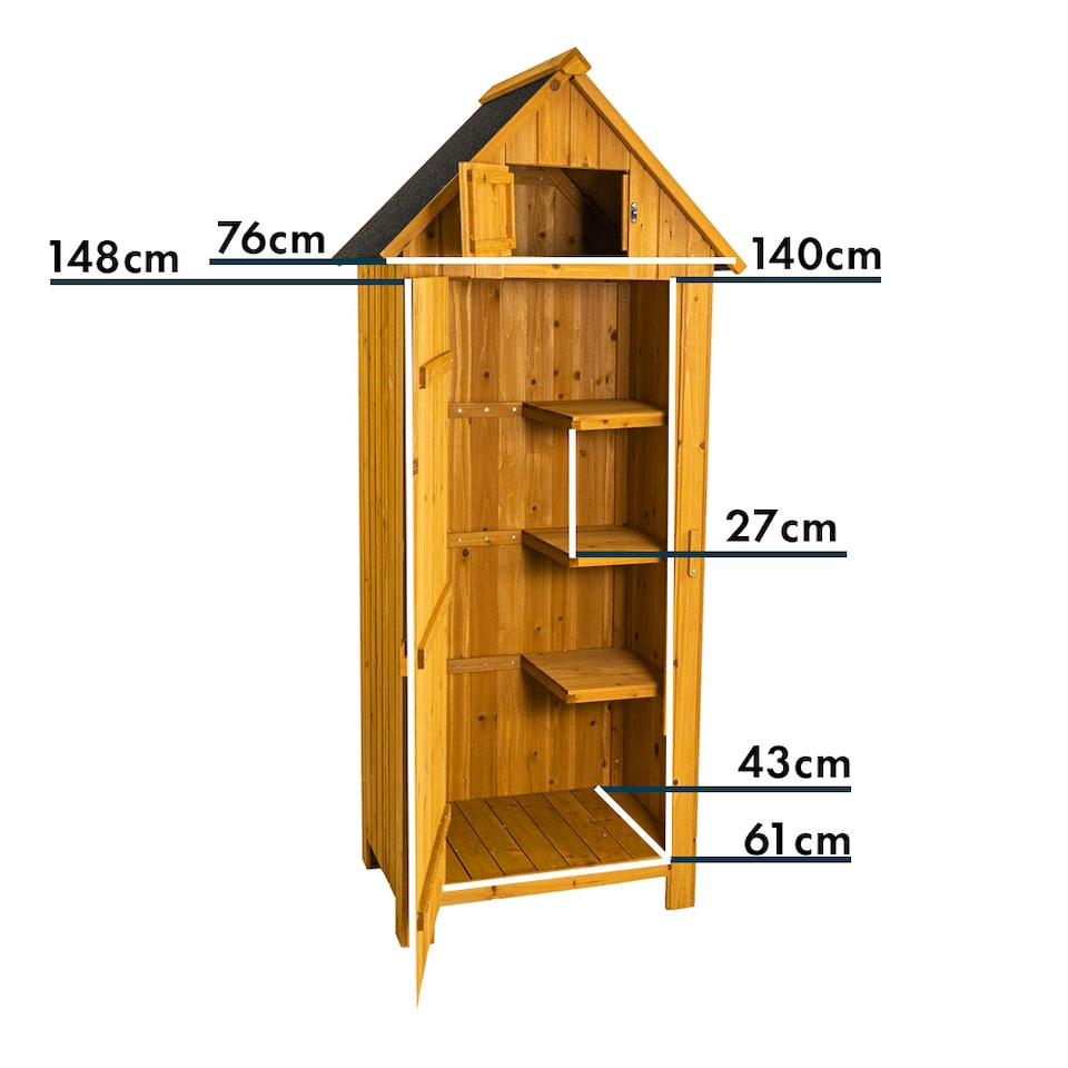 image 1 of JSH Bideford Tall 180cm Wooden Garden Storage Shed Unit with Pitched Roof - Natural